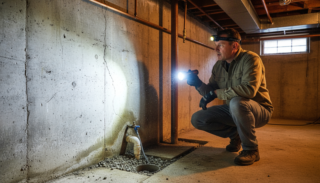Basement maintenance inspection for flood prevention
