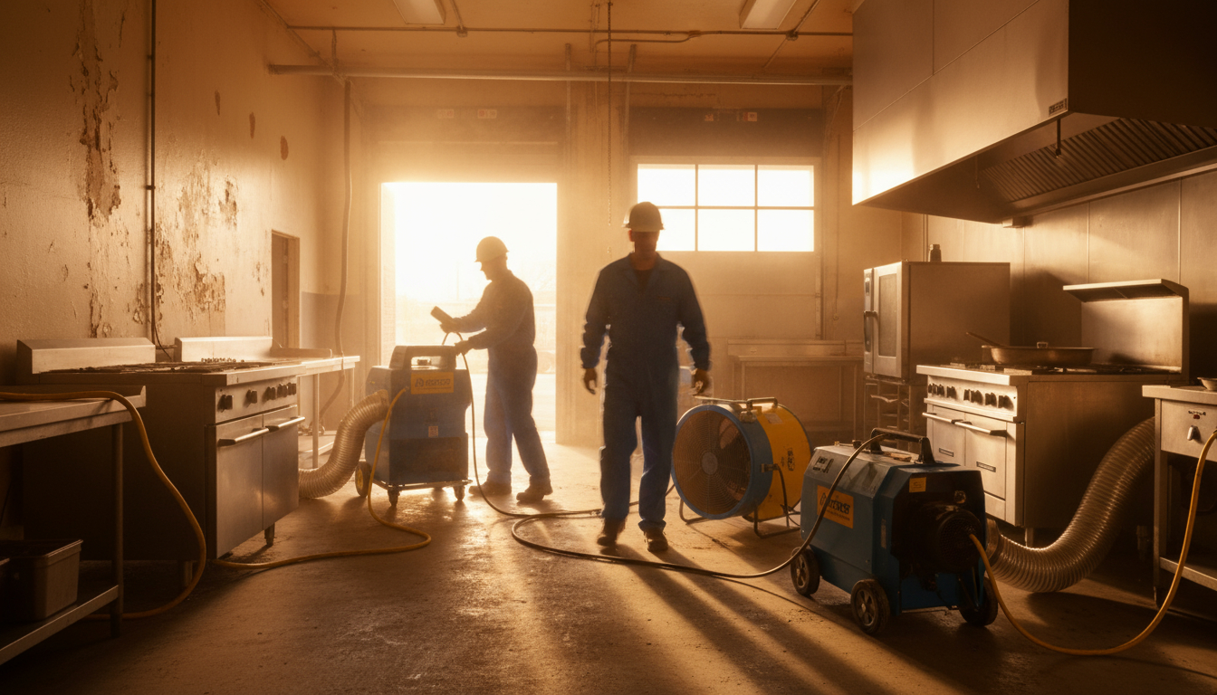 Category 1, 2, and 3 Water Damage: Understanding Contamination Levels Commercial water damage restoration equipment deployment in Category 2 cleanup project