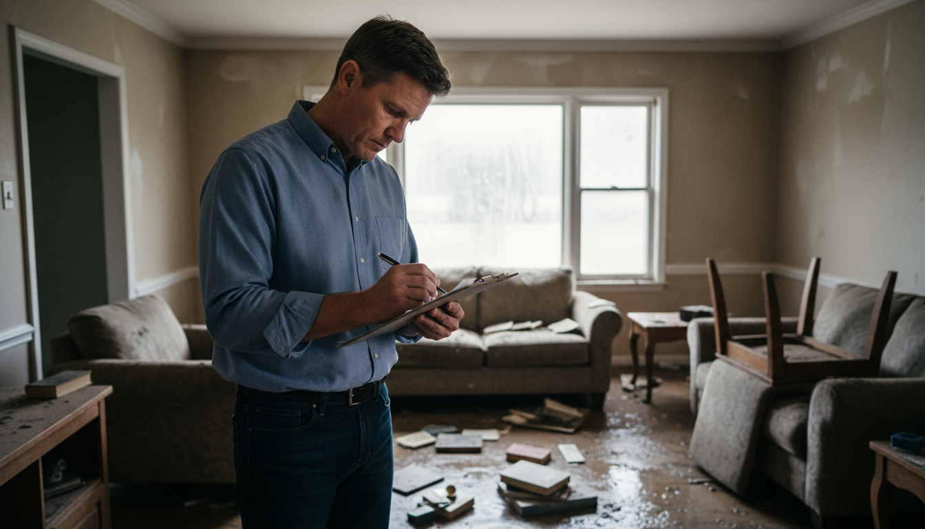 Creating written inventory of damaged items for insurance documentation