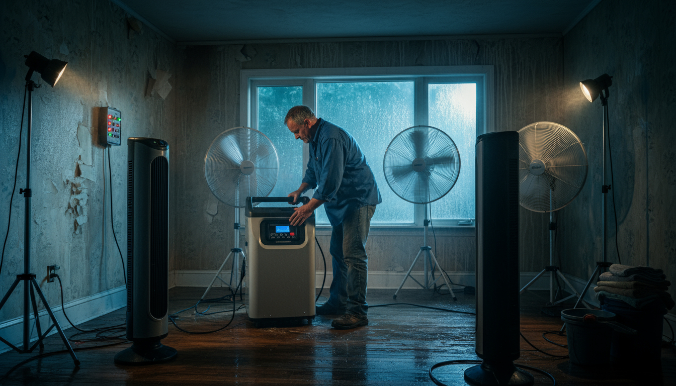 Prevent mold after water damage with dehumidifiers and air movers