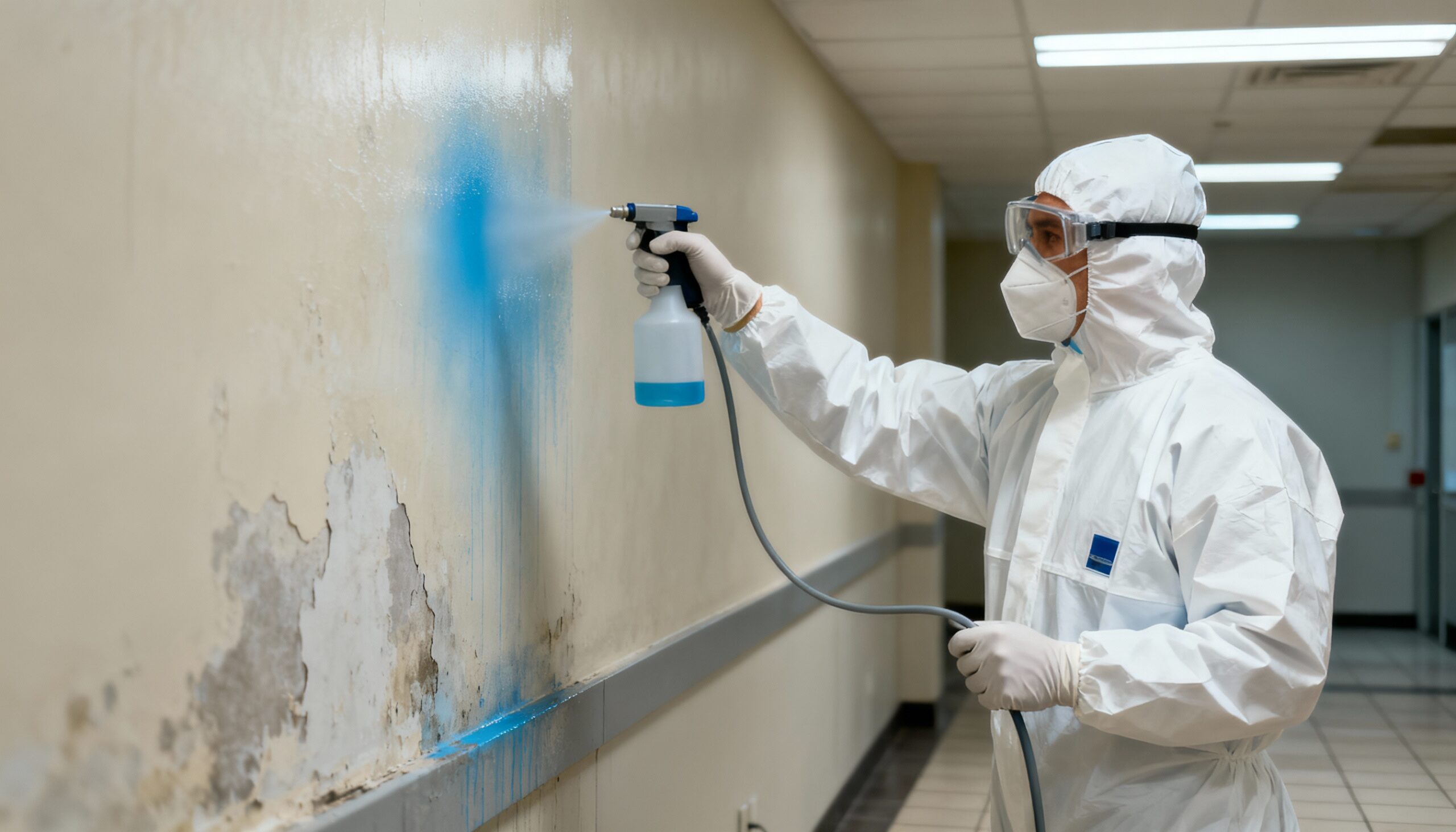 Professional antimicrobial treatment application during restoration service