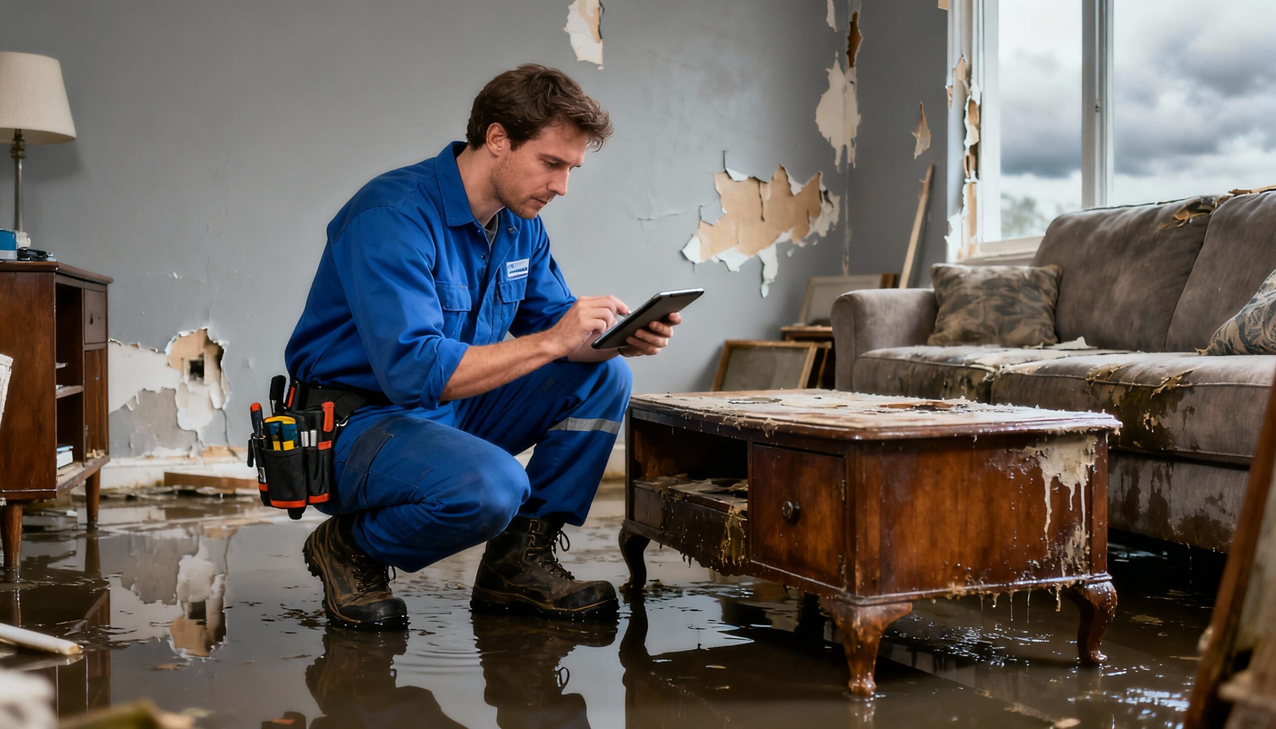 Restoration inventory documentation process with digital tablet for contents pack-out services