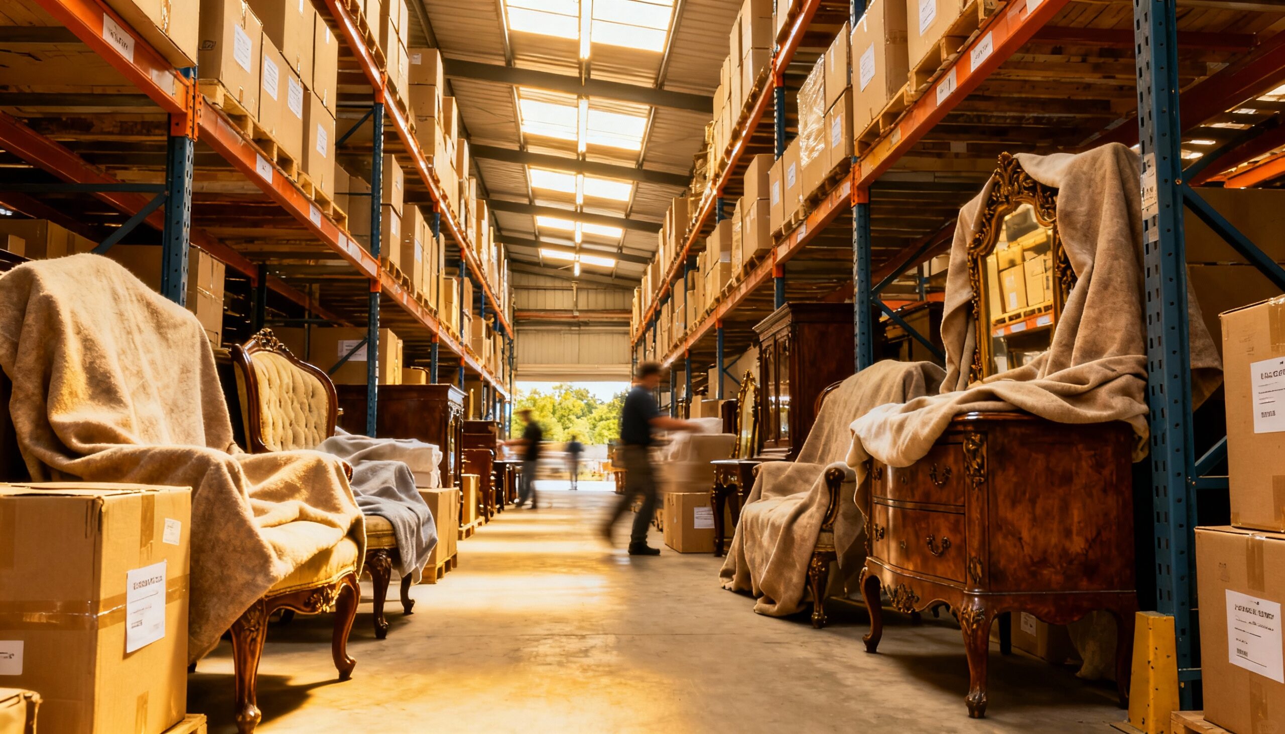 Secure belongings storage facility with climate control for restoration contents pack-out