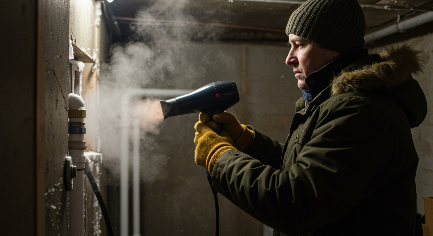 Safe pipe thawing technique using electric hair dryer