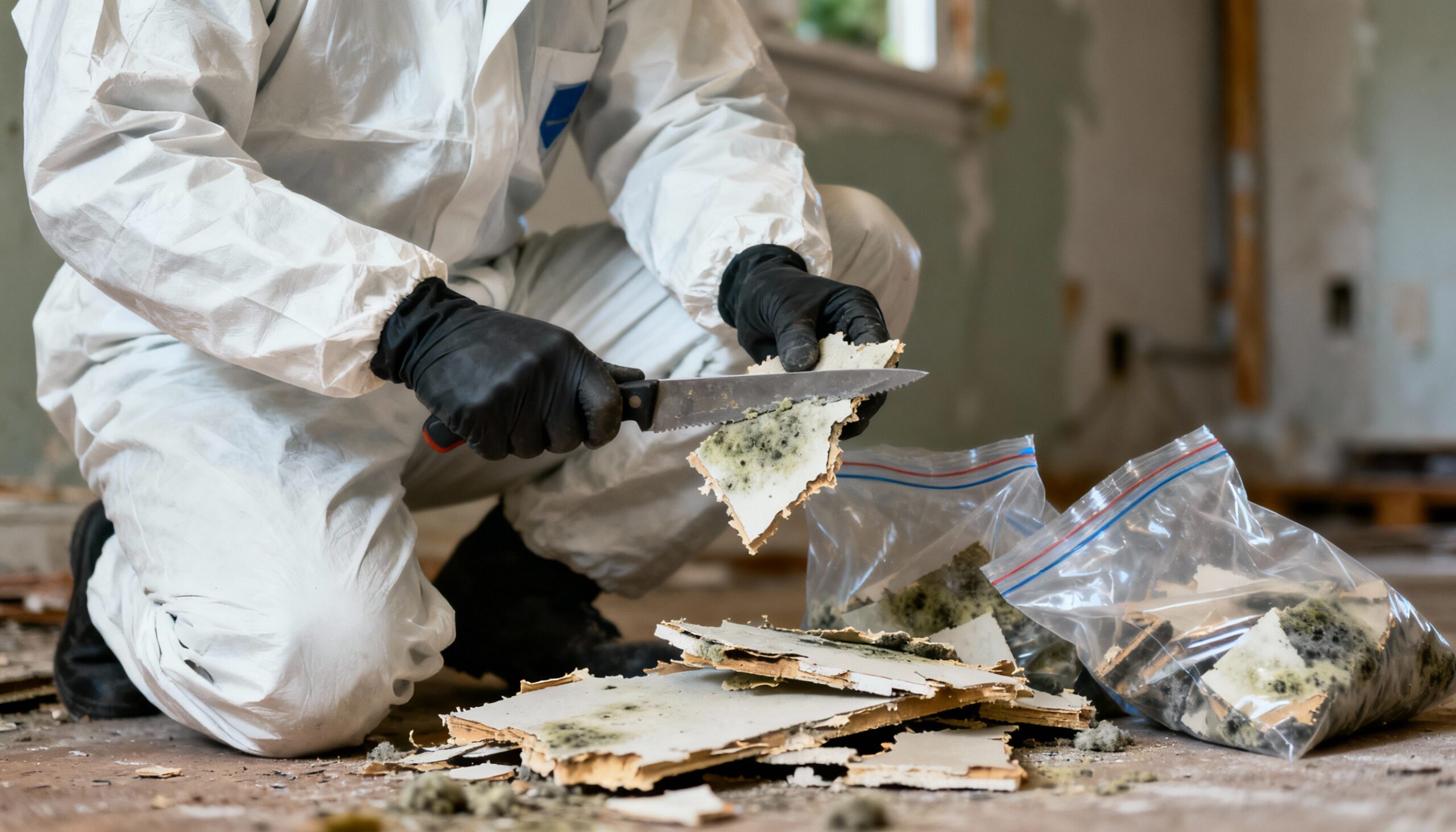 Safe removal and disposal of mold-contaminated materials following professional remediation protocol