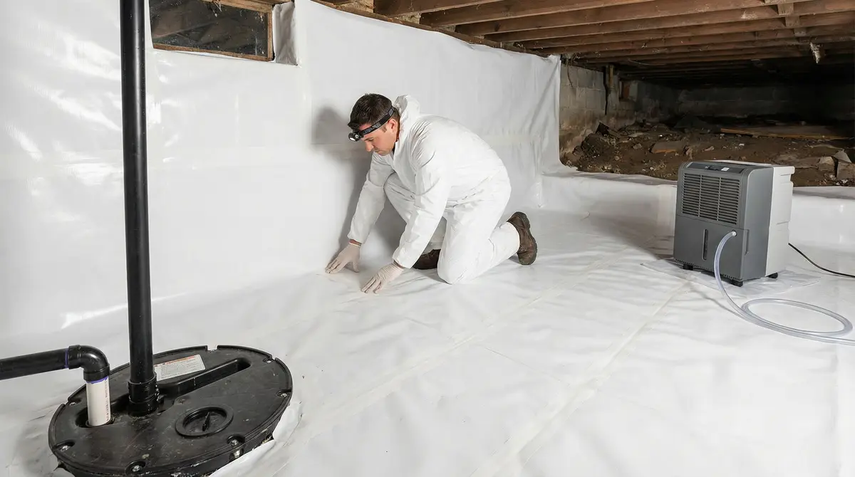 Crawl Space Moisture Problems in Toms River Homes: Detection and Solutions Crawl space encapsulation installation to prevent water in crawl space in Toms River homes