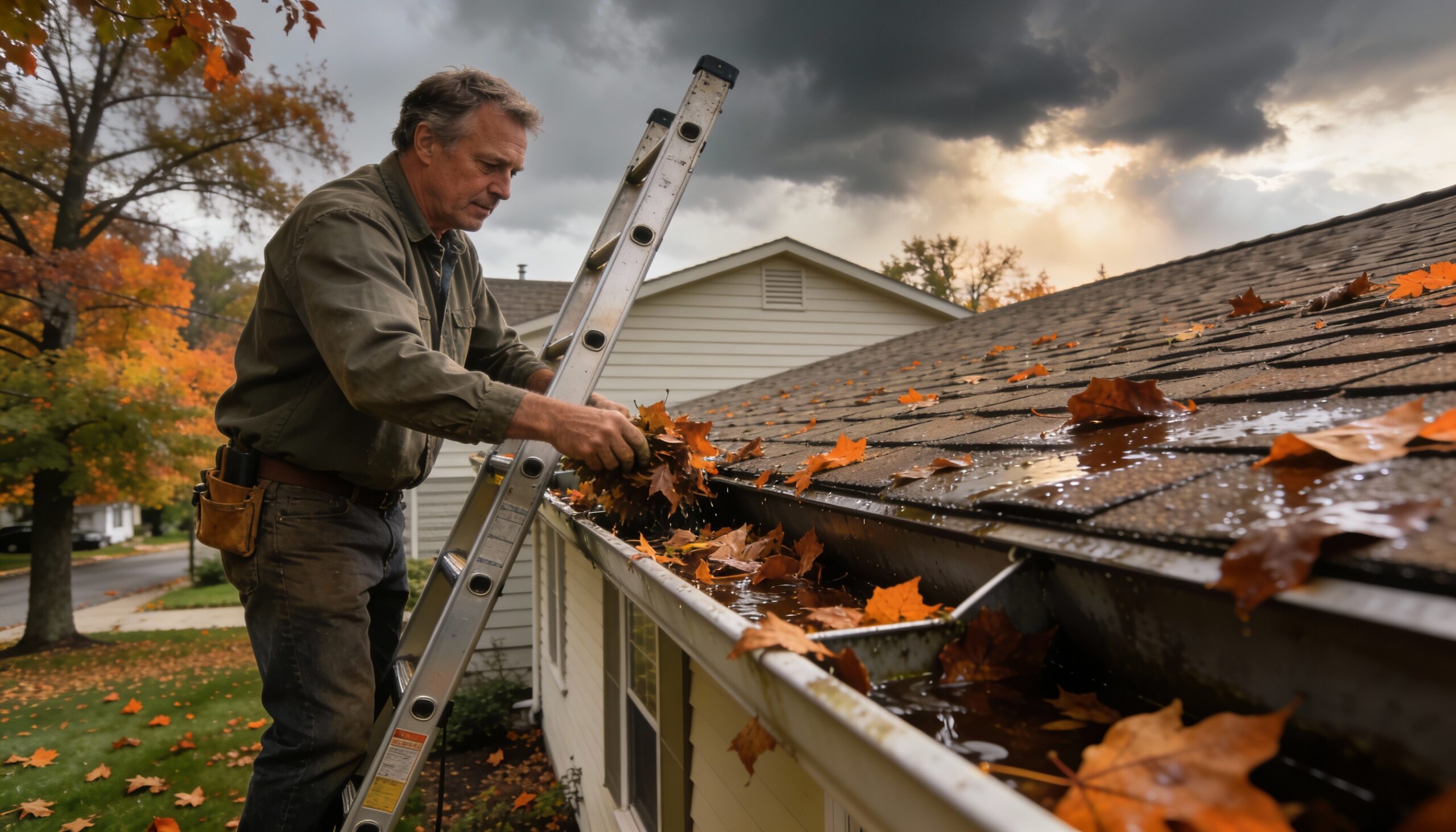 Nor'easter Flood Damage in Toms River: Preparation and Recovery Guide Toms River homeowner preparing property for nor'easter by clearing gutters and testing sump pump