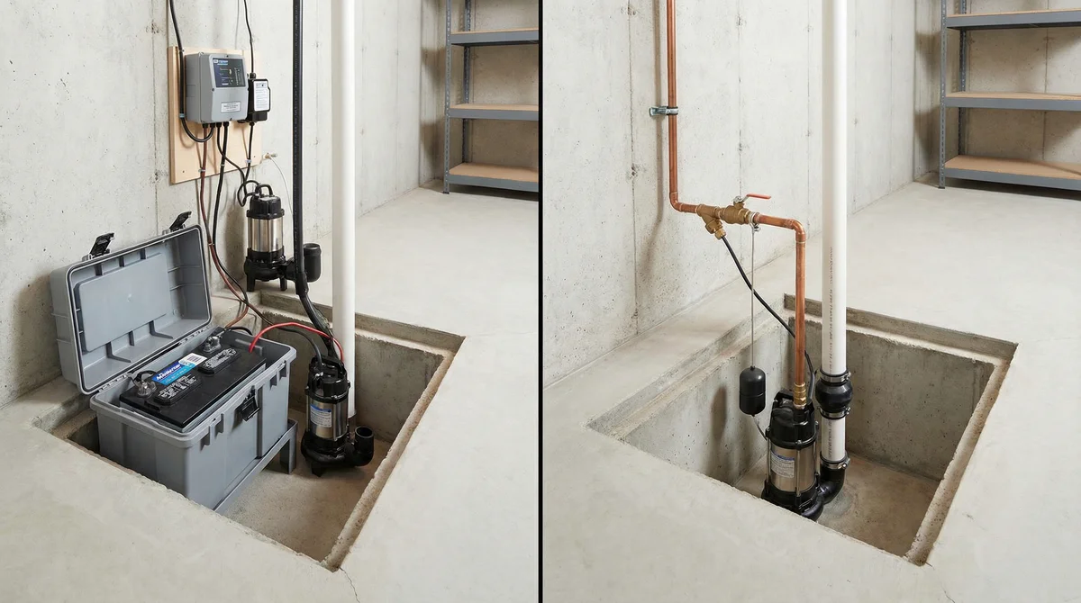 Sump Pump Failure During Fairfield Winter Storms: Backup Solutions Sump pump backup options for Fairfield NJ homes - battery backup and water-powered systems comparison"
