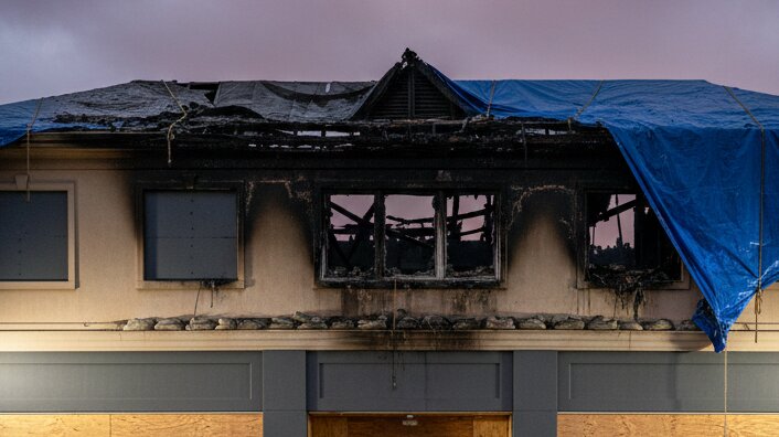 Commercial fire recovery emergency board-up and tarping services