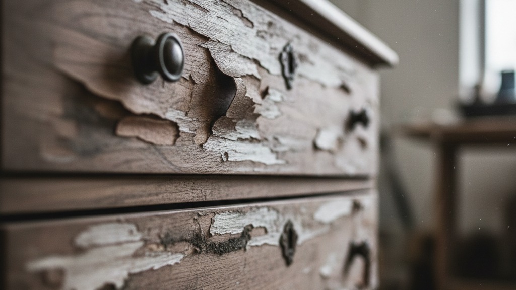 Furniture water damage showing warping save wet furniture assessment