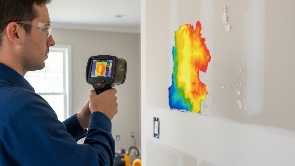 Hidden water damage moisture detection with thermal imaging camera