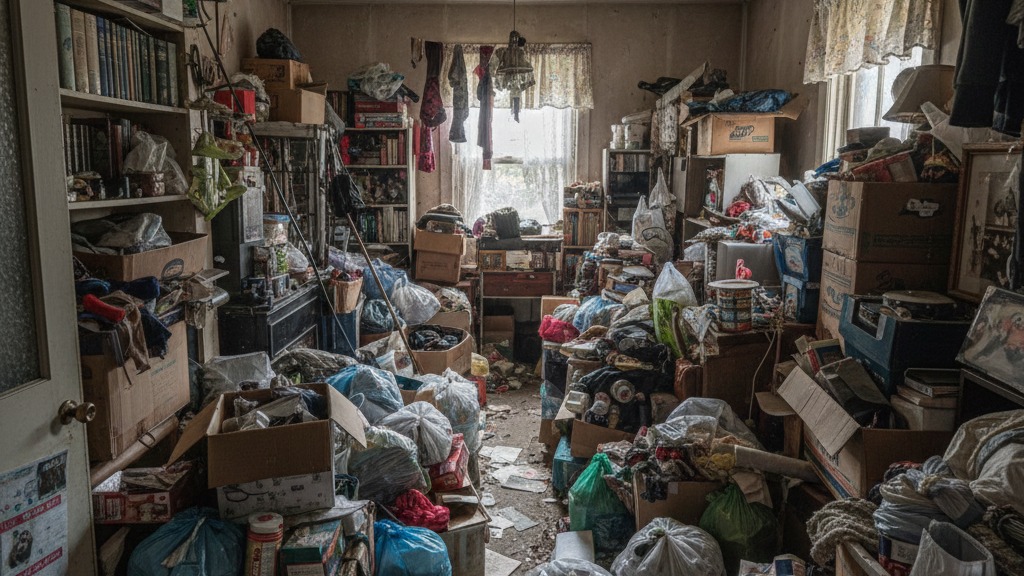 Hoarding Cleanup and Restoration Services: Compassionate Professional Help Biohazard hoarding cleanup needed showing accumulated clutter hazards