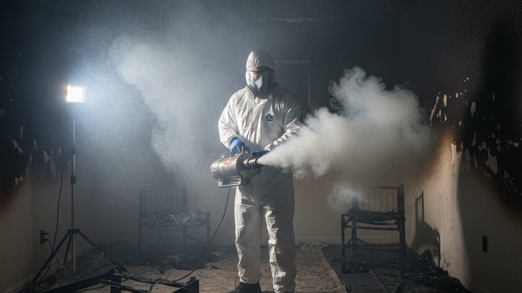 Professional odor removal thermal fogging for disaster odor treatment