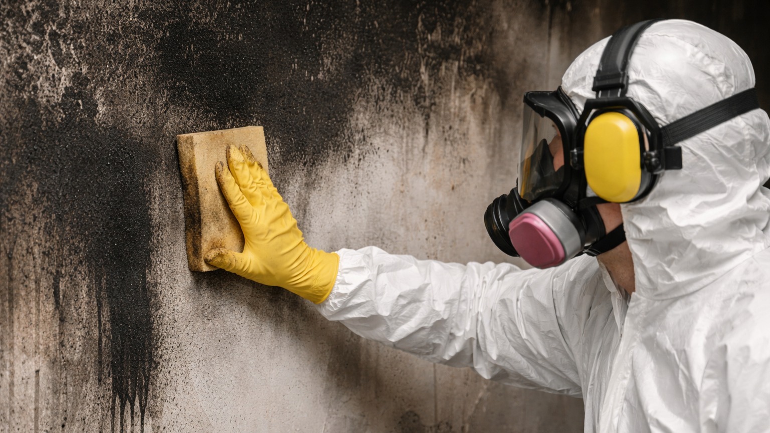 Professional smoke cleaning dry sponge technique for soot removal