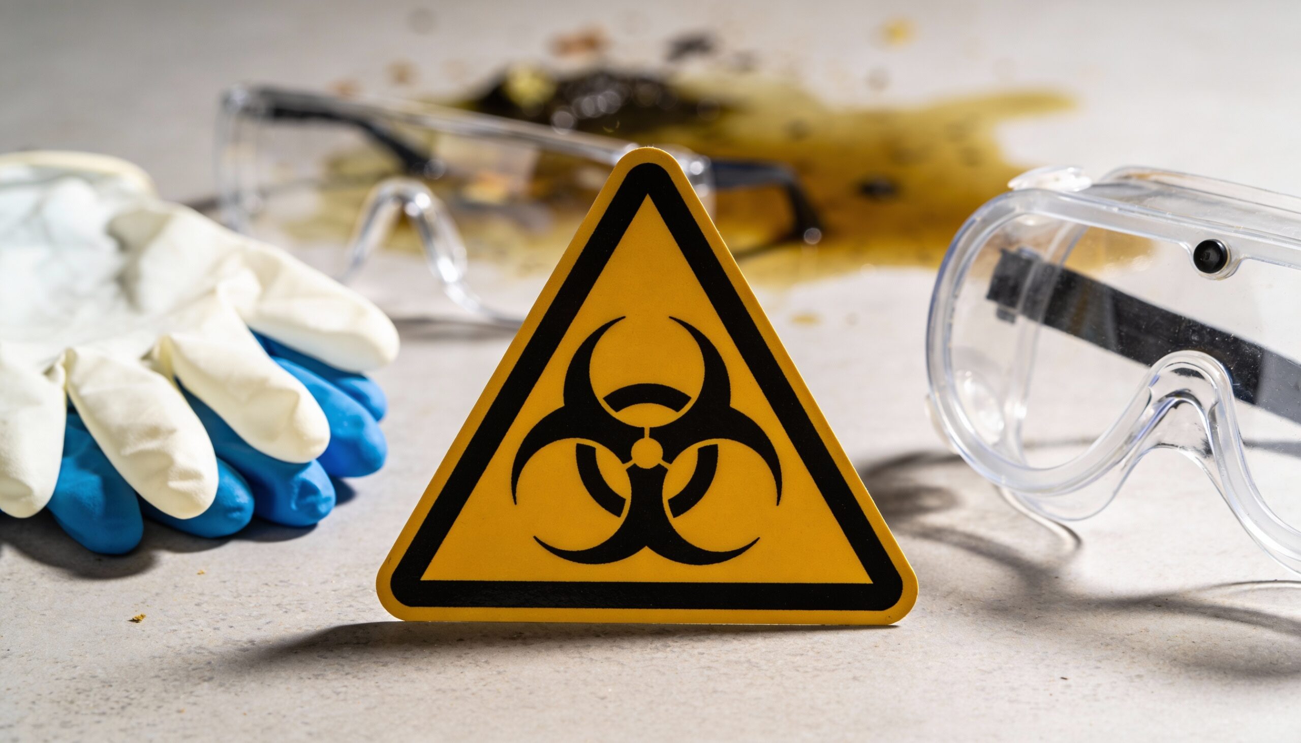 Sewage pathogens warning sign for contamination safety awareness