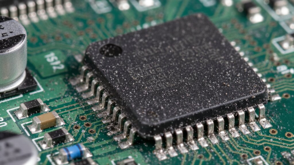 Smoke Damage and Electronics: Can Fire-Damaged Devices Be Restored? Electronics after fire smoke damaged computer showing soot corrosion